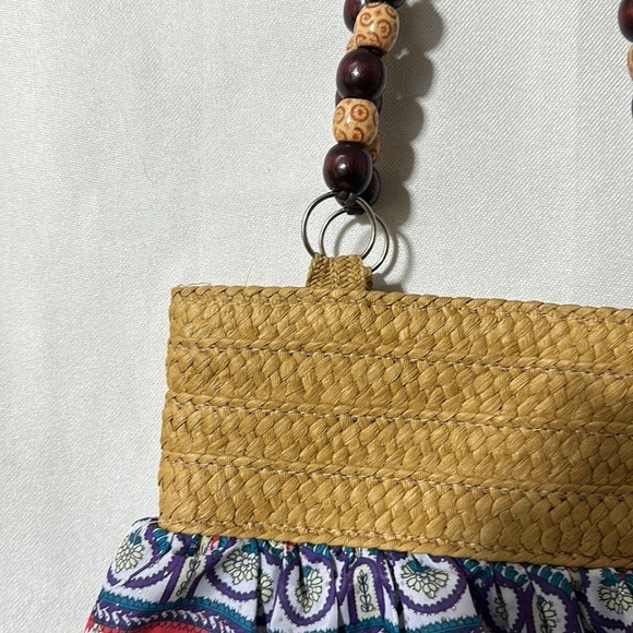 Ruffled layered boho purse shoulder bag with wood beads new without‎ tags - Picture 2 of 9